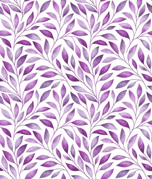 Seamless pattern with stylized tree branches. Watercolor illustration.