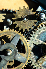 Close up metal gears mechanism