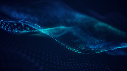 beautiful abstract wave technology background with blue light digital effect corporate concept