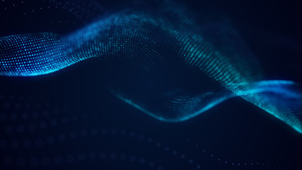 beautiful abstract wave technology background with blue light digital effect corporate concept