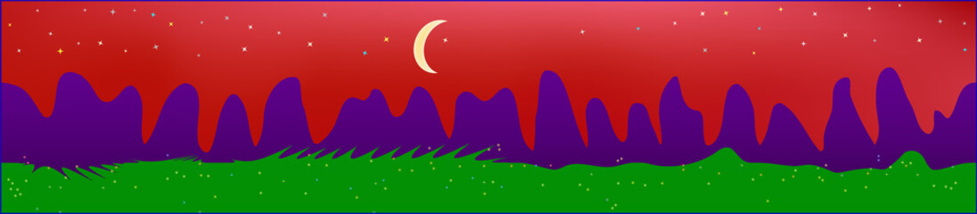 Obraz premium Red sky, and mountains landscape. 