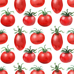 Watercolor background picture Tomatoes and cucumbers