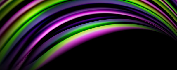 Fluid color waves with light effects, vector abstract background