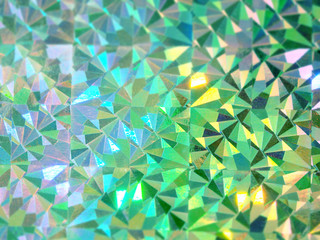 Holographic colorful green lights festive background