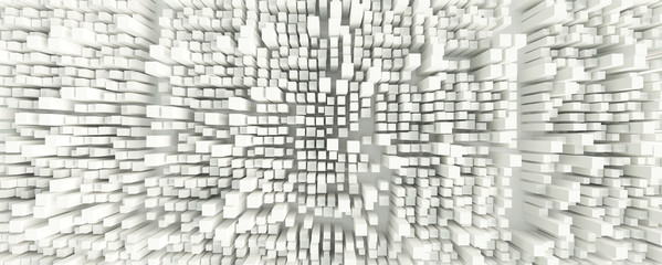 Cube 3D wall - white city - obrazy, fototapety, plakaty