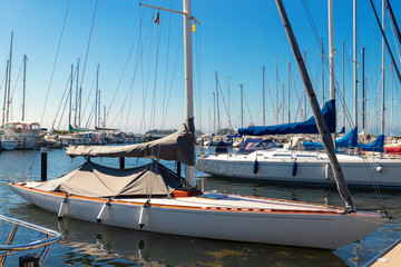 Sailing port on Fehmarn for water sports and summer vacationers on the Baltic Sea, Schleswig-Holstein. Northern Germany