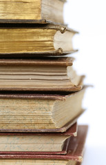 old books isolated on white.