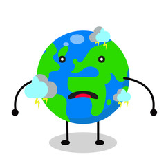 Cartoons smile planet earth icon with clouds.