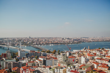view of Istanbul and the Bosphorus from the observation deck on the Galata Tower