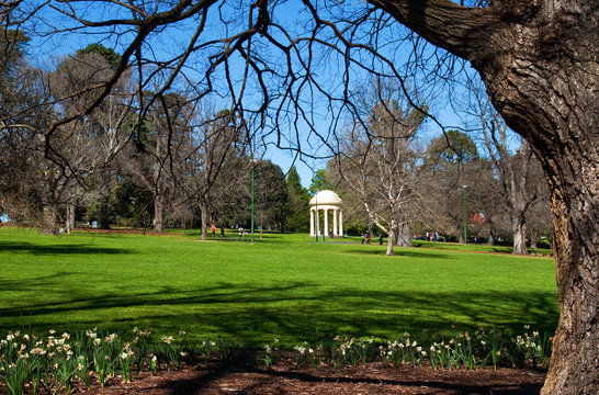 The beautiful Fitzroy Gardens in Melbourne, Australia, on a sunny winter's day.