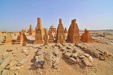 The Chaukhandi tombs - cemetery east of Karachi, in the Sindh province of Pakistan - obrazy, fototapety, plakaty