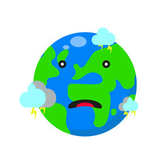 Cartoons smile planet earth icon with clouds.