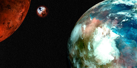 Sci-Fi Space Background 3D Illustration. Extremely detailed and realistic high resolution. Shot from Space. Elements of this image are furnished by NASA