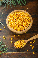 sea buckthorn in a plate top view