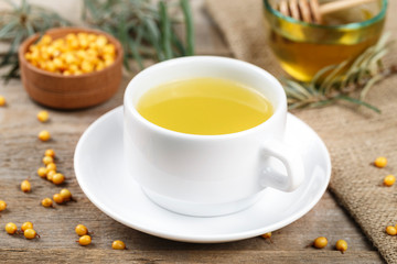 sea buckthorn tea top view