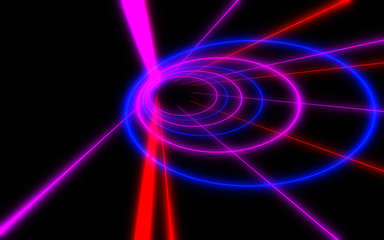 3d abstract tunnel with neon light. 3d illustration