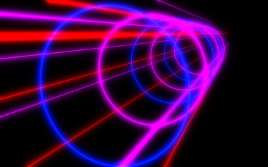 3d abstract tunnel with neon light. 3d illustration