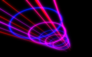 3d abstract tunnel with neon light. 3d illustration