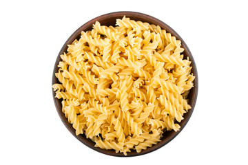 raw pasta spirals in a plate