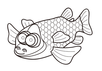 デメニギス Barreleye 深海魚 キャラクター ぬりえ イラスト
