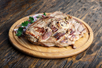 ribeye steak on a board