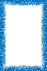 Merry Christmas Happy New Year border with white snowflakes winter background.