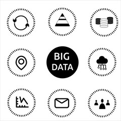 Big data black infographics