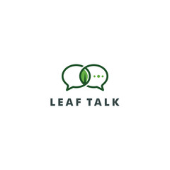 eco leaf talk chat bubble logo icon - vector