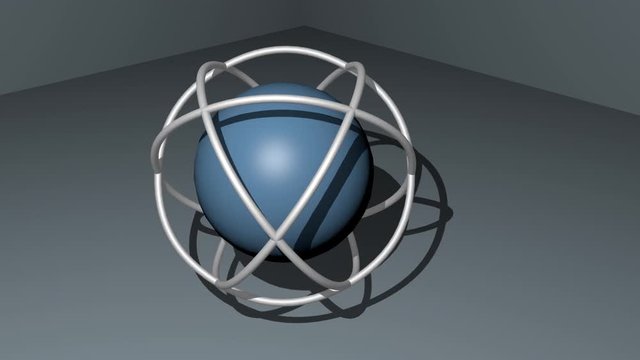 Sphere in wireframe sperical space rotating on light gray background. 3d logotype for technical and scientific purpose, world news intro, fullHD resolution