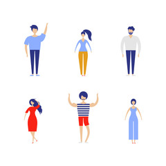 People kit . Crowd of people Vector set. Different walking and running people. Male and female. Flat vector characters isolated on white background.