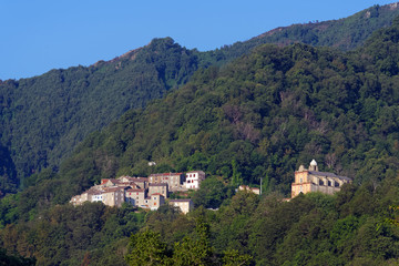 Fototapeta na wymiar Santa Reparata di Moriani village in Corsica mountain