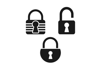 Safe and secure pad lock icon vector on white background 