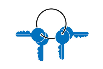 The Couple of keys in the key ring vector, key ring icon blue version