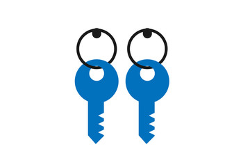 Pairs of key in key ring icon vector (blue version)