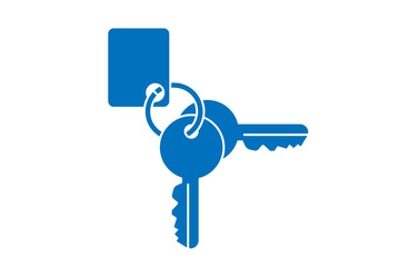 Pairs of key in key ring icon vector (blue version)