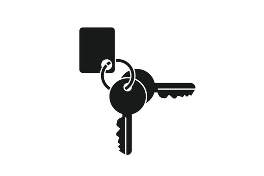 key ring icon vector with key black icon 