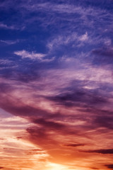 Beautiful colorful sunset, made from high roof.