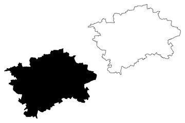 Prague Region (Bohemian lands, Czechia, Regions of the Czech Republic) map vector illustration, scribble sketch Prague Capital city map