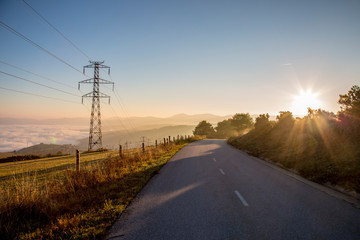 road in sunrise