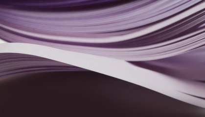Abstract color wave curl violet strip paper background. Template for prints, posters, cards.