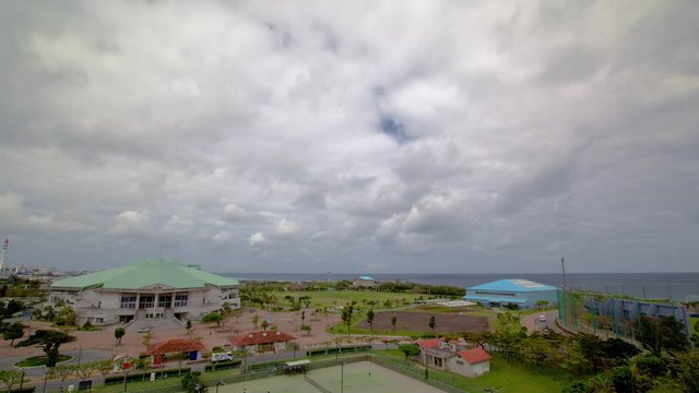 Timelapse of clouds over coastal park, Okinawa, Japan