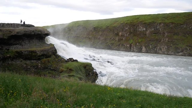Golden Circle, Iceland, Gullfoss waterfall (Golden Falls) located in the canyon of the Hvt river. Bigger waterfall famous landmark in southwest Iceland.