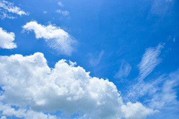 Blue sky white cloud white background. Beautiful sky and clouds in the afternoon.