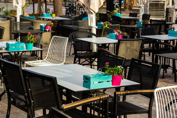 outdoor restaurant patio exterior design empty furniture tables and chairs 