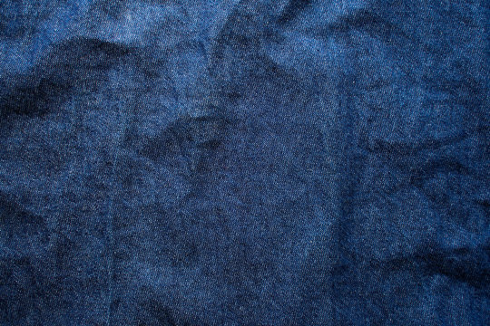 Navy Blue Fabric Texture Background Top View.