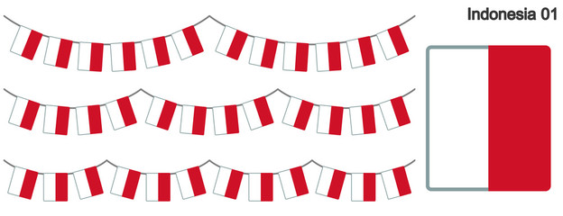 インドネシアの国旗のガーラーンド　ベクターデータ（bunting garland）