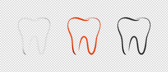 Teeth Set - Outline Vector Illustration - Isolated On Transparent Background