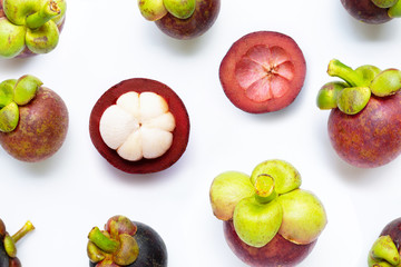 Mangosteen isolated on white background.