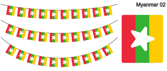 Fototapeta premium ミャンマーの国旗のガーラーンド ベクターデータ（bunting garland）
