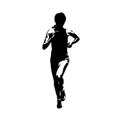 Fototapeta na wymiar Running woman, abstract ink drawing isolated vector silhouette. Run